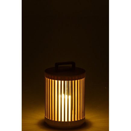 Lampada cilindrica in legno di abete beige 20.5x20.5x32 cm