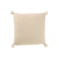 Cuscino quadrato con nappe in poliestere beige 45x45x13 cm Cuscino quadrato con nappe in poliestere beige 45x45x13 cm
