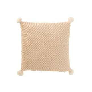 Cojín cuadrado con borlas de poliéster beige 45x45x13 cm