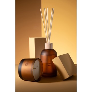 Bougie senteur «Ambre Intime» 28h blanche 11.5x1.5x10 cm
