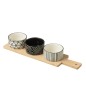 Conjunto de tapas com 3 taças de cerâmica preta, 39 x 10 x 6 cm Conjunto de tapas com 3 taças de cerâmica preta, 39 x 10 x 6 cm