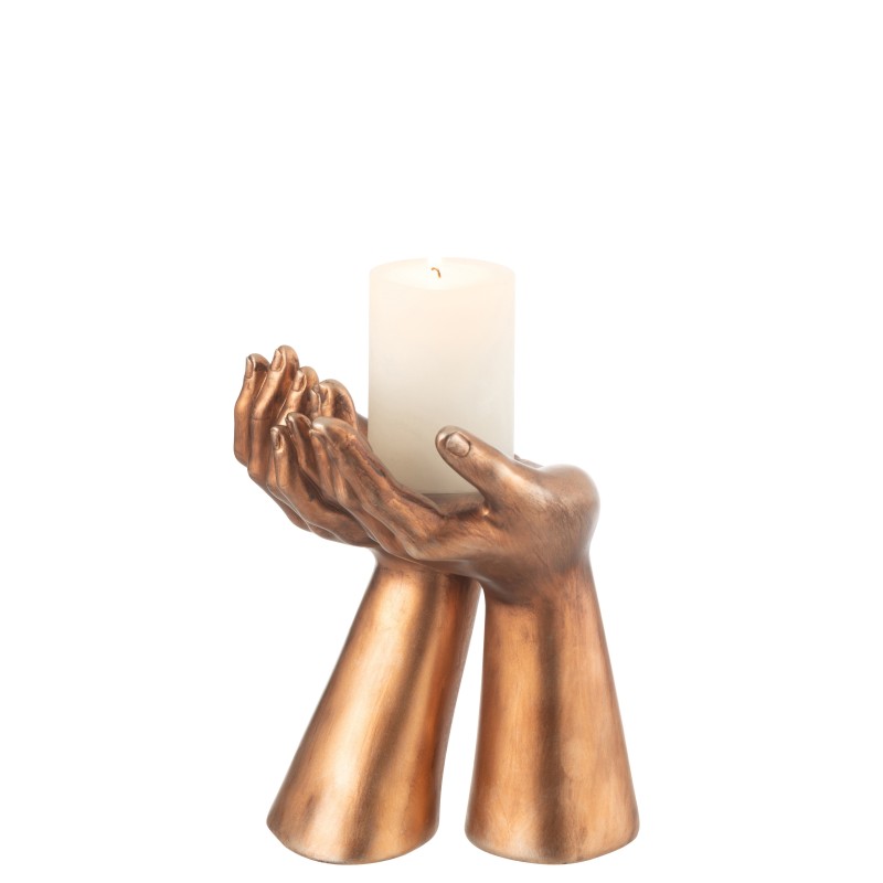 Supporto per candela in poliresina rame 19x17,5x25 cm