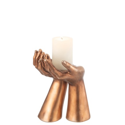 Supporto per candela in poliresina rame 19x17,5x25 cm