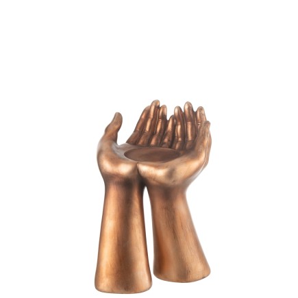 Supporto per candela in poliresina rame 19x17,5x25 cm