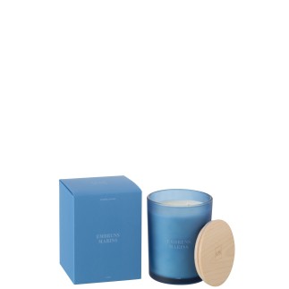 Vela perfumada «Embruns Marins» em recipiente azul 10,5 x 10,5 x 14 cm