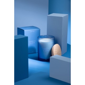 Vela perfumada «Embruns Marins» em recipiente azul 8,5 x 8,5 x 12,5 cm