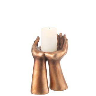Suporte para velas em poliresina cobre 19x17,5x25 cm
