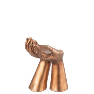 Suporte para velas em poliresina cobre 19x17,5x25 cm