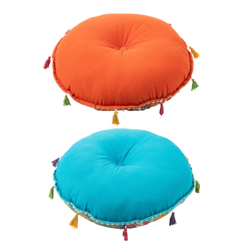 Pouf piatto rotondo in cotone multicolore 55x55x20 cm