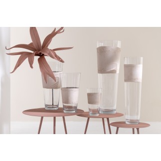 Vase avec ligne en verre beige 19x19x35 cm