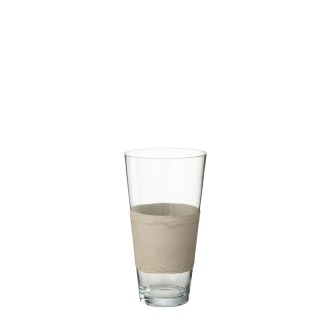 Vaso con linea in vetro beige 19x19x35 cm