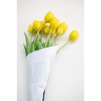 Bouquet di 7 tulipani artificiali in materiale sintetico giallo 17x10x46 cm