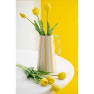 Bouquet de 7 tulipes artificiel en synthétique jaune 17x10x46 cm