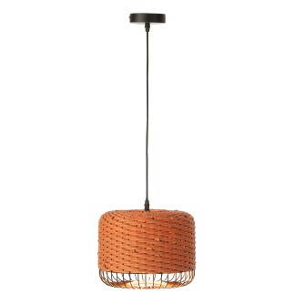Candeeiro de teto em metal e fibra laranja 27x27x20 cm