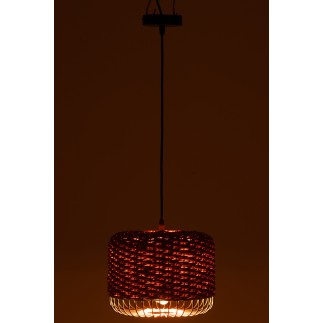 Candeeiro de teto em metal e fibra laranja 27x27x20 cm