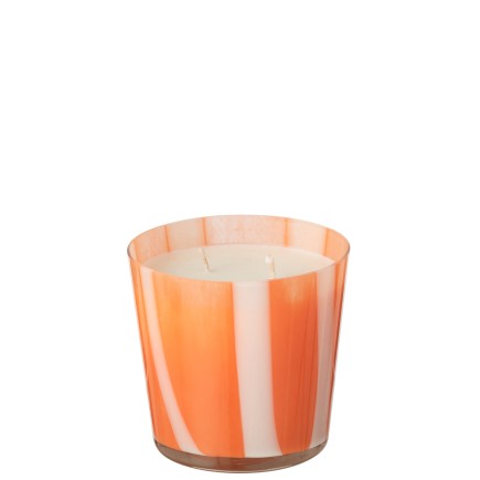 Bougie parfumée 50h dans verre orange 13x13x13 cm