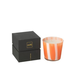 Bougie parfumée 50h dans verre orange 13x13x13 cm