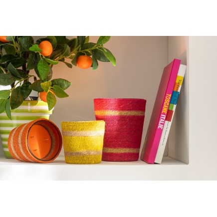 Bougie parfumée 45h en paraffine orange 12x12x11.5 cm