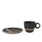 Tazza e piattino in ceramica nera 9,2x9,2X7,5 cm Tazza e piattino in ceramica nera 9,2x9,2X7,5 cm