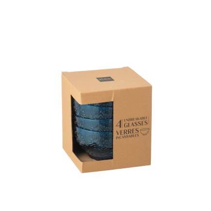 Set di 4 ciotole in plastica blu azzurro 15x15x8,1 cm