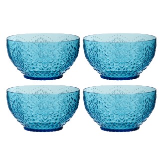 Conjunto de 4 taças de plástico azul-celeste, 15 x 15 x 8,1 cm