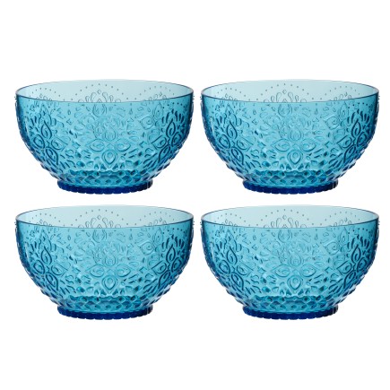 Conjunto de 4 taças de plástico azul-celeste, 15 x 15 x 8,1 cm