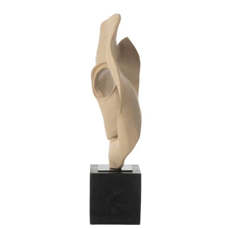 Escultura abstracta sobre pedestal de resina beige, 39 x 15 x 60 cm Escultura abstracta sobre pedestal de resina beige, 39 x 15 x 60 cm