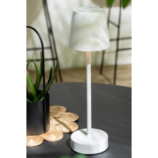 Lampada ricaricabile in metallo bianco 11,5x11,5x37 cm