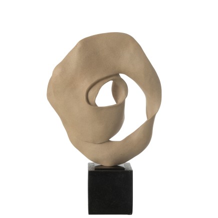 Sculpture abstraite sur socle en résine beige 39x15x60 cm