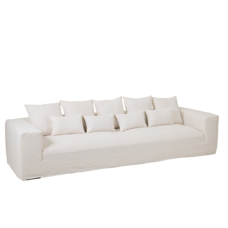 Housse fauteuil et coussins en Textile Blanc 330x105x70cm