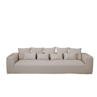 Housse fauteuil et coussins en Textile Blanc 330x105x70cm