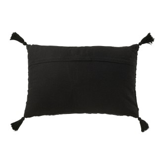 Cojín rectangular con solapas de algodón negro 60x40x12 cm
