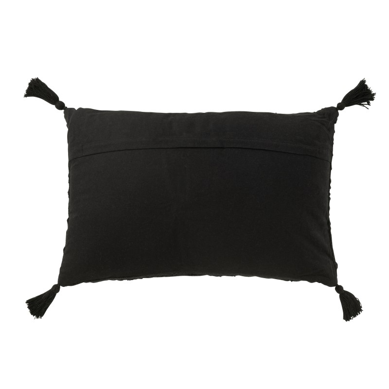 Almofada retangular com franjas em algodão preto 60x40x12 cm Almofada retangular com franjas em algodão preto 60x40x12 cm