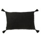 Almofada retangular com franjas em algodão preto 60x40x12 cm Almofada retangular com franjas em algodão preto 60x40x12 cm