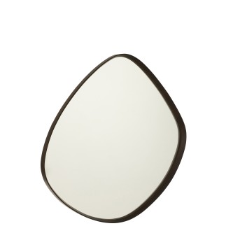 Espelho irregular com moldura em madeira castanha 88x79 cm