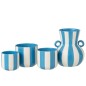 Vaso cerâmico com riscas azuis e brancas 21x21x25 cm Vaso cerâmico com riscas azuis e brancas 21x21x25 cm