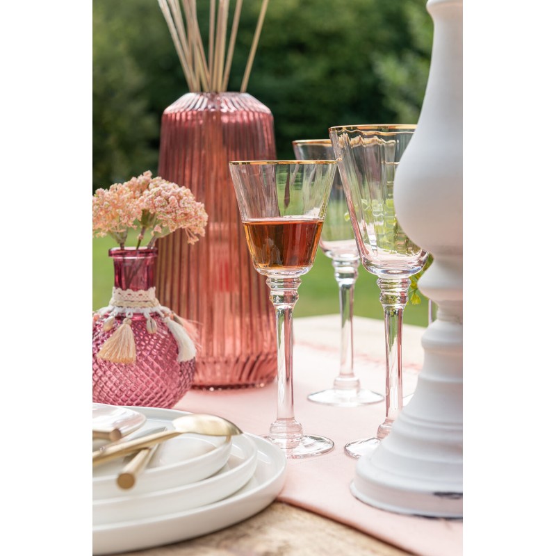 Verre à vin avec bord doré transparent H22cm Verre à vin avec bord doré transparent H22cm
