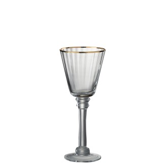 Verre à vin avec bord doré transparent H22cm