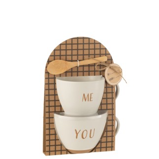 Caja de 2 tazas de cerámica blanca 16,4x12,1x24 cm