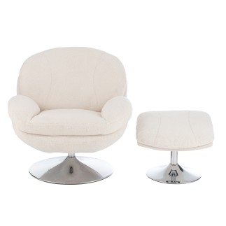 Sedia relax in metallo e tessuto beige 88,5x83,5x83,5 cm