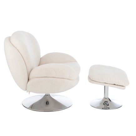 Sedia relax in metallo e tessuto beige 88,5x83,5x83,5 cm