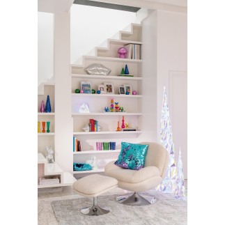 Silla relax de metal y tela beige 88.5*83.5*83.5 cm
