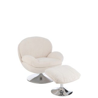 Silla relax de metal y tela beige 88.5*83.5*83.5 cm