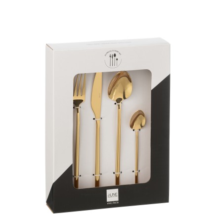 Set de 24 couverts en acier inoxydable brillant doré