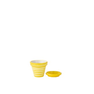 Cache-pot avec soucoupe en céramique jaune 17x17x15 cm