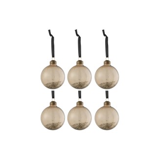 Boite de 6 boules de Noël en verre marron 8x8x8 cm