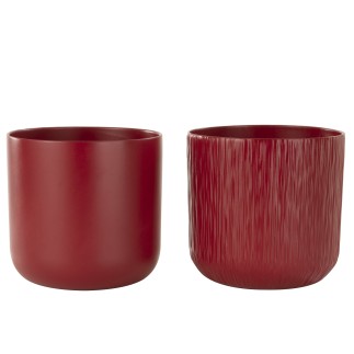 Set de 2 cache-pots en céramique Rouge 26.5x26.5x26cm