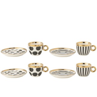 Boite de 4 tasses à café et sous-tasses 13.6x13.6x1.8 cm