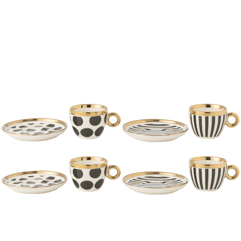 Conjunto de 4 chávenas de café e pires 13,6 x 13,6 x 1,8 cm