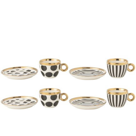 Confezione da 4 tazze da caffè con piattini, 13,6 x 13,6 x 1,8 cm